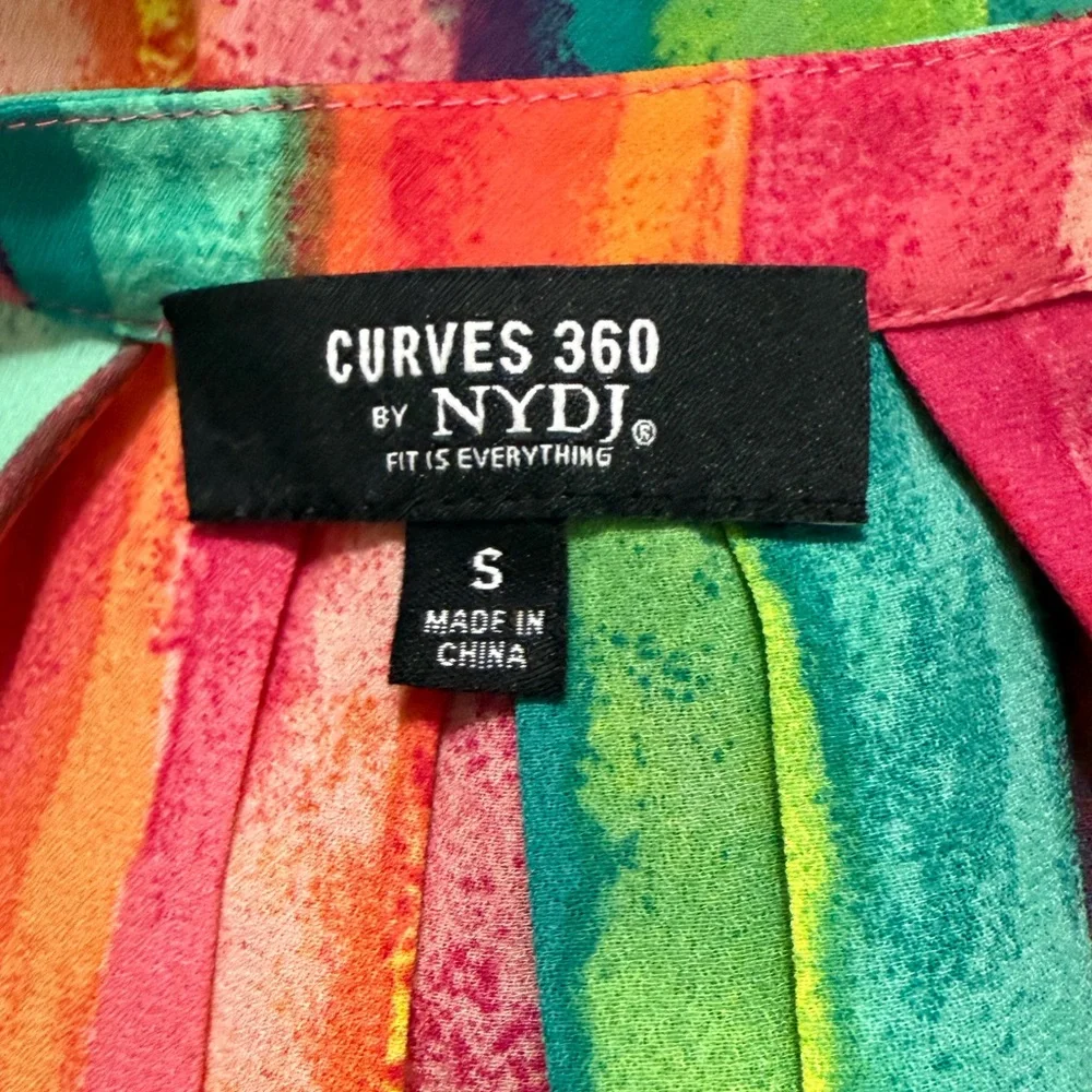 CURVES 360 by NYDJ Bright Pink Green Orange
Striped Sleeveless Blouse Sz Small_6